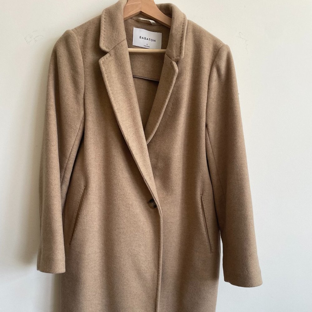 Babaton Aritizia Wool Single Breasted Stedman Coat, Camel, Size Small